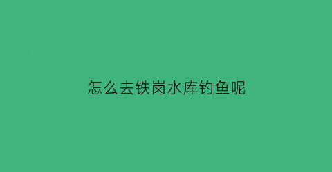 怎么去铁岗水库钓鱼呢(铁岗水库怎么进去钓鱼)