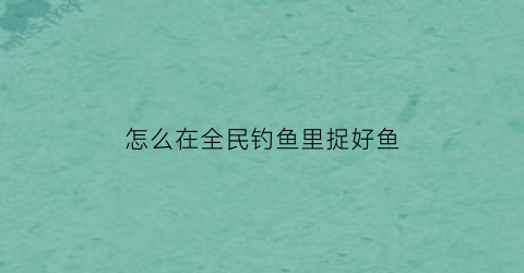 “怎么在全民钓鱼里捉好鱼(全民钓鱼所有的鱼)