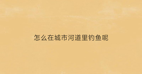 “怎么在城市河道里钓鱼呢(怎么在城市河道里钓鱼呢)