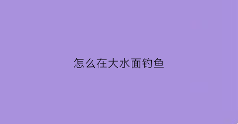 怎么在大水面钓鱼(怎么在大水面钓鱼最好)