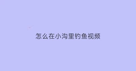 “怎么在小沟里钓鱼视频(怎么在小沟里钓鱼视频讲解)