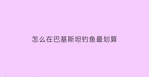 怎么在巴基斯坦钓鱼最划算(怎么在巴基斯坦钓鱼最划算视频)