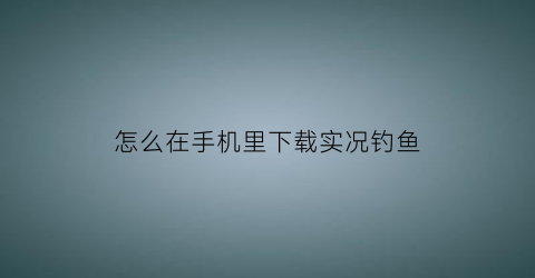 怎么在手机里下载实况钓鱼(实况钓鱼游戏攻略)