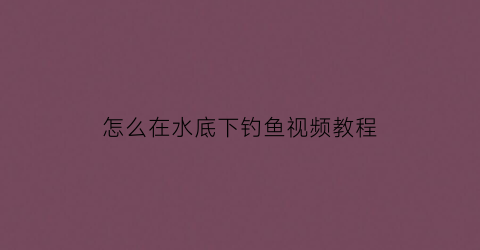 怎么在水底下钓鱼视频教程(水底钓鱼视频大全高清)