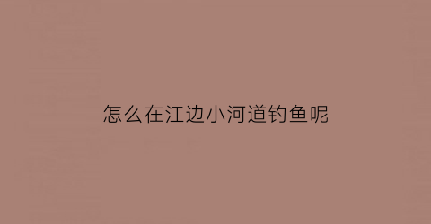 怎么在江边小河道钓鱼呢