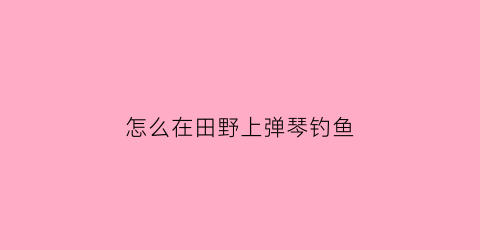 怎么在田野上弹琴钓鱼(怎么在田野上弹琴钓鱼呢)