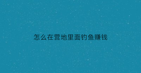 “怎么在营地里面钓鱼赚钱(营地如何)