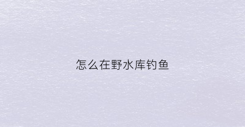怎么在野水库钓鱼(野钓水库技巧)