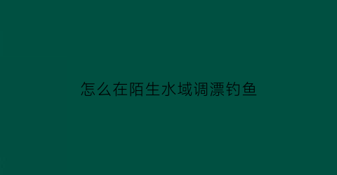 “怎么在陌生水域调漂钓鱼(陌生水库钓鱼应该注意什么)