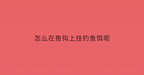 “怎么在鱼钩上挂钓鱼饵呢(鱼勾怎么挂饵)