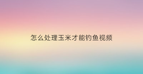 “怎么处理玉米才能钓鱼视频(玉米怎么弄好钓鱼)