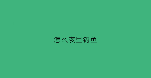 怎么夜里钓鱼(夜里钓鱼怎么钓)
