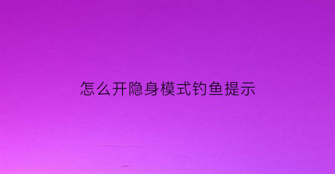 怎么开隐身模式钓鱼提示