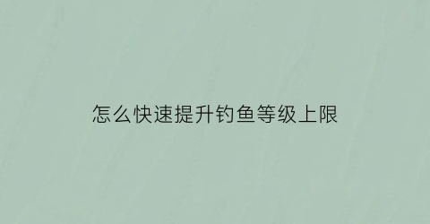 “怎么快速提升钓鱼等级上限(钓鱼技能怎么升到2级)