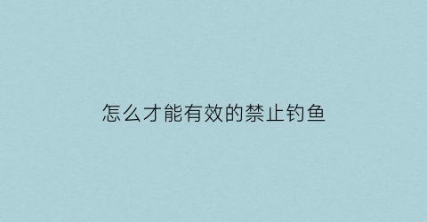 “怎么才能有效的禁止钓鱼(怎样钓鱼不犯法)