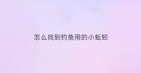 “怎么找到钓鱼用的小蚯蚓(怎么找蚯蚓视频教程)