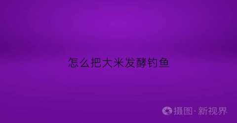 怎么把大米发酵钓鱼(如何用大米做钓鱼打窝料)