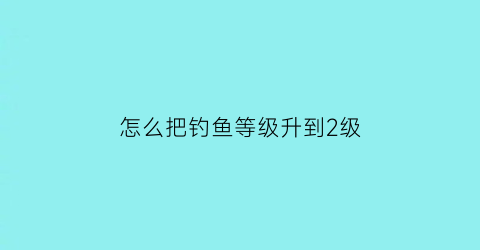 怎么把钓鱼等级升到2级(钓鱼技能怎么升到2级)