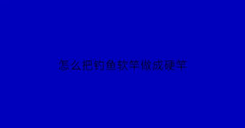 怎么把钓鱼软竿做成硬竿(软杆钓鱼怎么样)