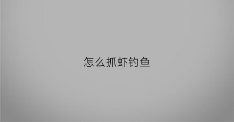 怎么抓虾钓鱼