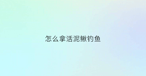 “怎么拿活泥鳅钓鱼(用活泥鳅钓鱼钓底还是钓浮)