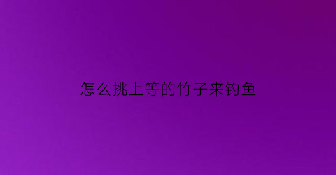 怎么挑上等的竹子来钓鱼(挑选竹子的妙招)