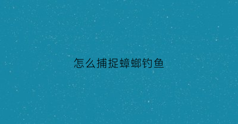 怎么捕捉蟑螂钓鱼