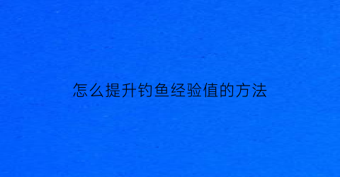 怎么提升钓鱼经验值的方法