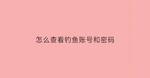 “怎么查看钓鱼账号和密码(查询钓鱼)