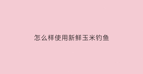 怎么样使用新鲜玉米钓鱼(野钓鲜玉米怎么用上鱼快)