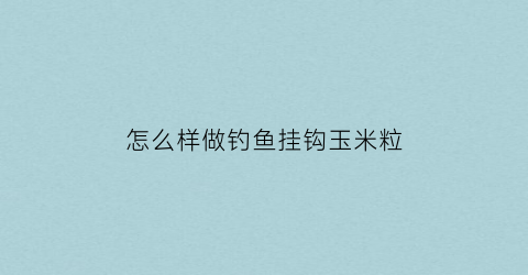 怎么样做钓鱼挂钩玉米粒