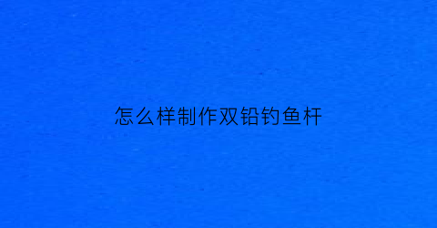 怎么样制作双铅钓鱼杆(怎样制作双铅线组)