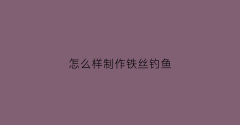 怎么样制作铁丝钓鱼
