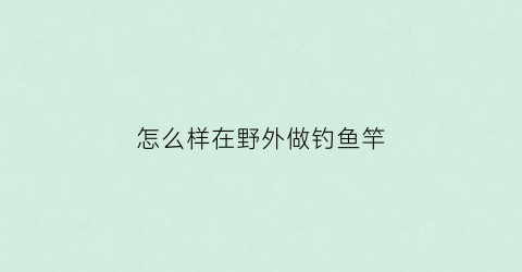 怎么样在野外做钓鱼竿(野外钓鱼的技巧方法)