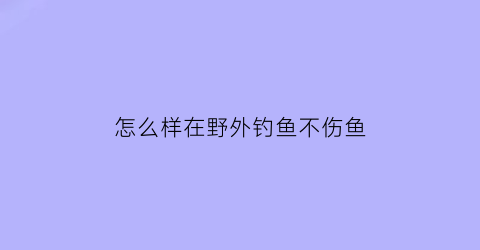 怎么样在野外钓鱼不伤鱼