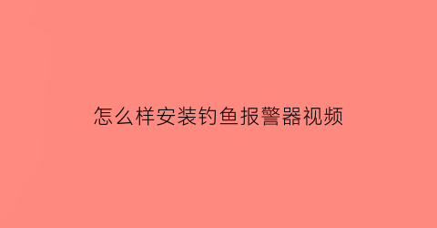 怎么样安装钓鱼报警器视频