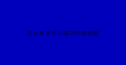 “怎么样才可以成功钓鱼视频(如何才能钓鱼)