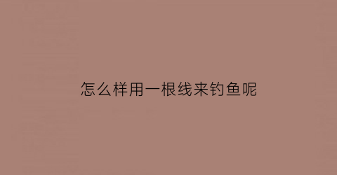 “怎么样用一根线来钓鱼呢(一根线钓鱼法)