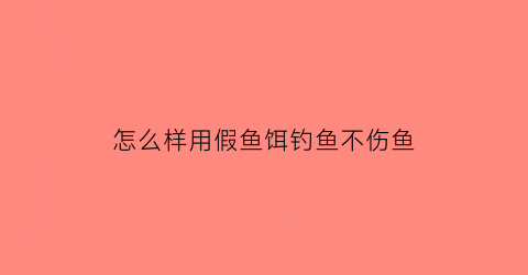 怎么样用假鱼饵钓鱼不伤鱼(假鱼饵怎么用视频)