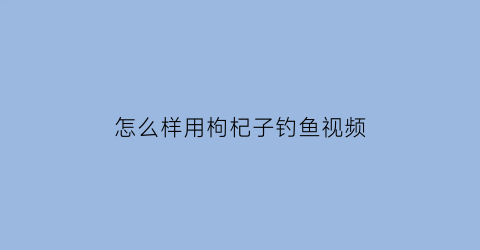 怎么样用枸杞子钓鱼视频(枸杞怎么做钓鱼饵料)