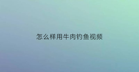 怎么样用牛肉钓鱼视频(怎么样用牛肉钓鱼视频讲解)