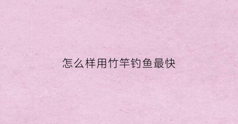 “怎么样用竹竿钓鱼最快(怎么样用竹竿钓鱼最快最省力)