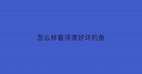 怎么样看浮漂好坏钓鱼(怎样看浮漂的好坏)