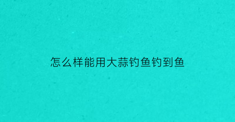 “怎么样能用大蒜钓鱼钓到鱼(怎么样能用大蒜钓鱼钓到鱼呢视频)