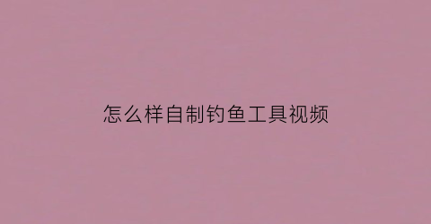 怎么样自制钓鱼工具视频