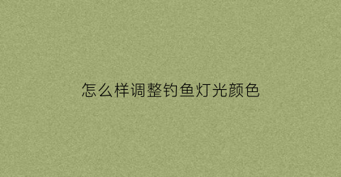 怎么样调整钓鱼灯光颜色(钓鱼灯光颜色对鱼有影响吗)