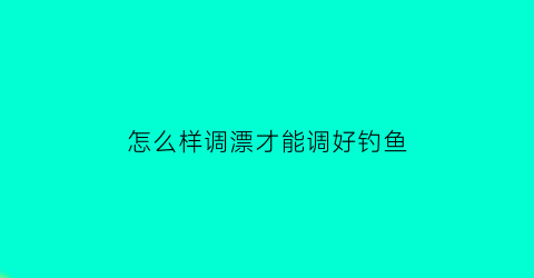 “怎么样调漂才能调好钓鱼(怎么样调漂才能调好钓鱼视频)