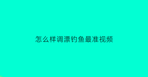 “怎么样调漂钓鱼最准视频(到底怎么调漂是正确的)