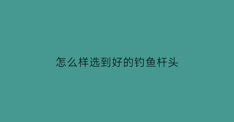 怎么样选到好的钓鱼杆头(鱼杆钓性怎么选)