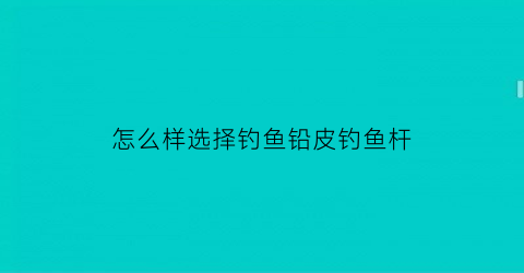 “怎么样选择钓鱼铅皮钓鱼杆(怎么样选择钓鱼铅皮钓鱼杆呢)